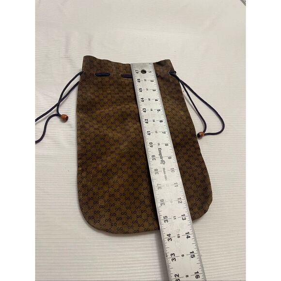 Gucci Monogram Vintage Rare Suede Leather Drawstring Pouch - Picture 3 of 6